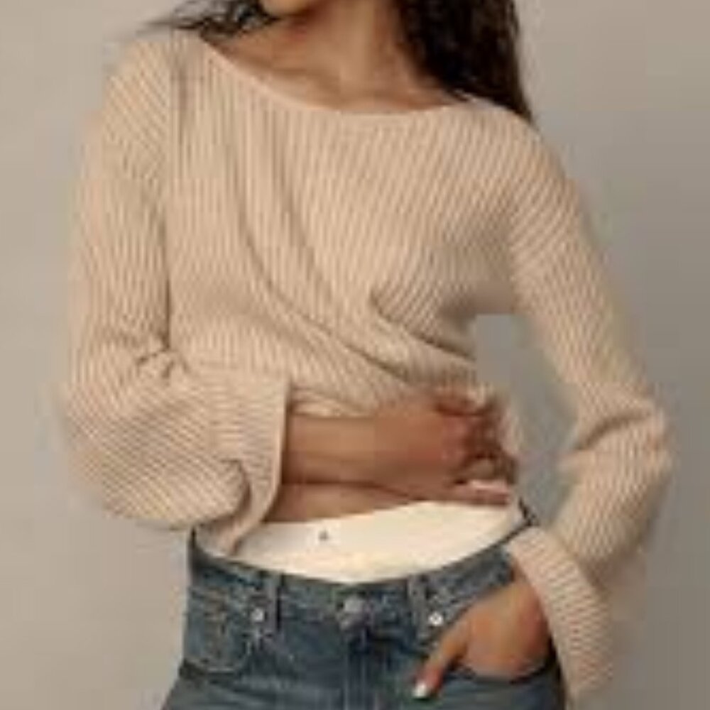 Pilcro Cashmere Ribbed Cropped Sweater by Anthropologie Size XL